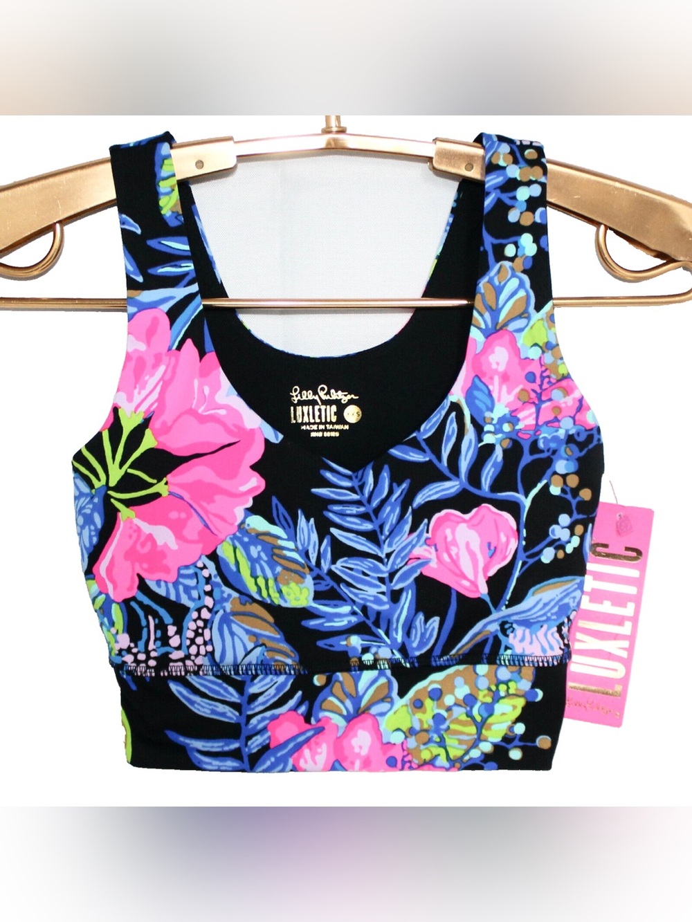 Lilly Pulitzer Luxletic San Remo Sports Bra UP Onyx Earned Stripes XXS NWT